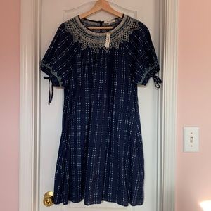 Madewell patterned dress with embroidery and pockets